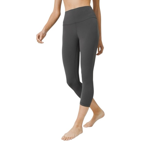 Lululemon Align Gray Cotton Terry Crop Leggings Size 2 - Picture 1 of 6